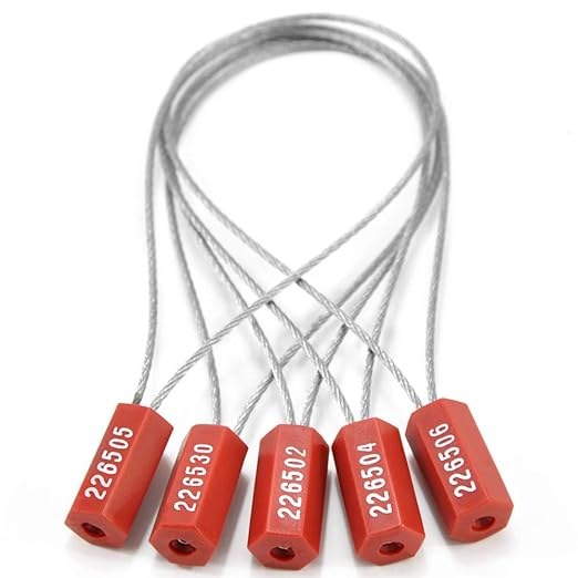 500 Wire Security Seals Numbered Steel Cable Seals Wire Tamper Seals Metal Wire Seals Steel Cable Tie Seals Pull Tight Cable Seal (Red)
