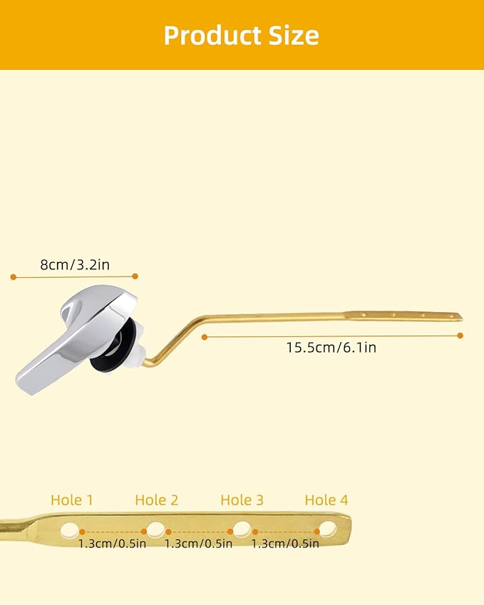 2 Pack Universal Brass Toilet Handle Replacement Kit, Side/Angle Mount Toilet Flush Handle Compatible with Kohler K-GP30324-CP/TOTO/American Standard, Stainless Steel Flapper Chain, Chrome