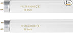 F15T8 18 Inch 15W T8 Fluorescent Replacement Tube Bulb Daylight 6500K Medium Bi-Pin G13 Base, 2 Count