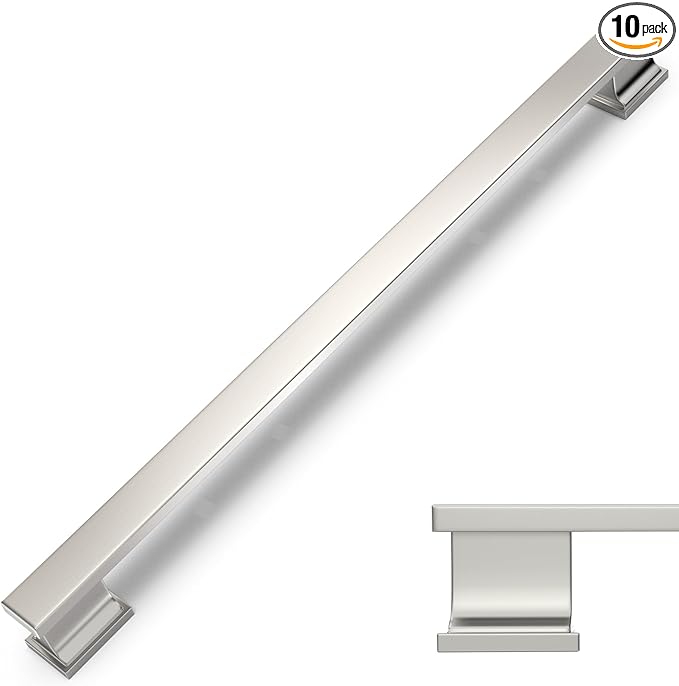 COTYKILEY 10 Pack 10 Inch(256mm) Brushed Satin Nickel Cabinet Handles Kitchen Cabinet Pulls Cabinet Door Handles Kitchen Cabinet Hardware