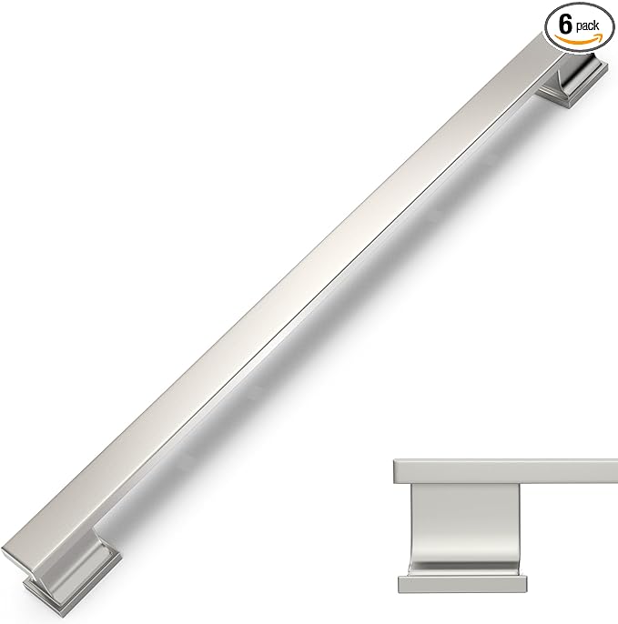 COTYKILEY 6 Pack 10 Inch(256mm) Brushed Satin Nickel Cabinet Handles Kitchen Cabinet Pulls Cabinet Door Handles Kitchen Cabinet Hardware