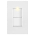 LIDER Minimalist Design Matte Finish Lighted Double Switch with Screwless Wall Plate, Combination Frameless Decorator Switch with Locator Light Ground Terminal, Single Pole, 15A 120V, UL Listed, White