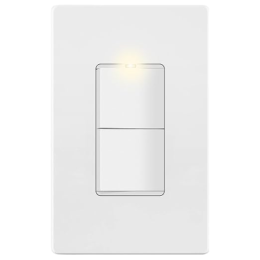 LIDER Minimalist Design Matte Finish Lighted Double Switch with Screwless Wall Plate, Combination Frameless Decorator Switch with Locator Light Ground Terminal, Single Pole, 15A 120V, UL Listed, White