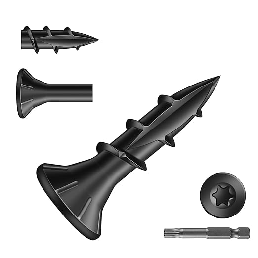 #8 x 5/8" Deck Screws (295Pcs) 1lb. Exterior Wood Screws. Carbon Steel, Black, Flat Head, Rust Resistant epoxy Coated, with T25 Star Bit