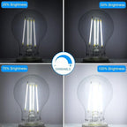 Energetic Dimmable LED Filament Light Bulbs Clear, 8W, 60 Watt Equivalent, Daylight 5000K, Classic Clear Glass, A19 LED Edison Bulb, 12 Pack