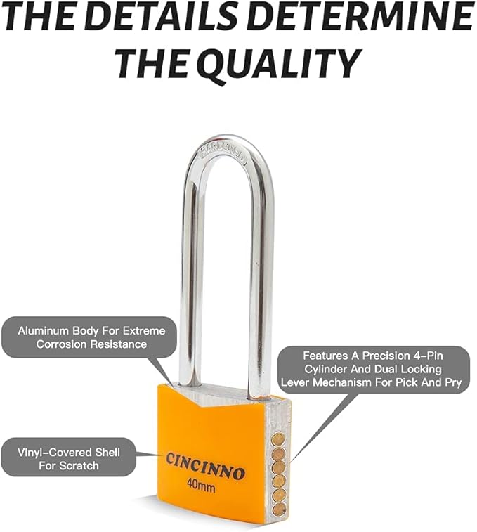 Covered Aluminum Key Lock, Extra Long Shackle Pad Lock with Same Key for Sheds, Storage Unit, School Gym Locker, Toolbox, 12 Pack