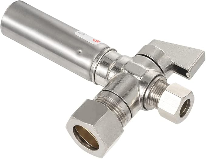 EFIELD 1/4 Turn Stop Angle Valve, 1/2" Nominal (5/8" OD) Compression x 3/8" OD With Stainless Steel Water Hammer Arrestor Chrome Plated Brass,(ARSTRVLV001)