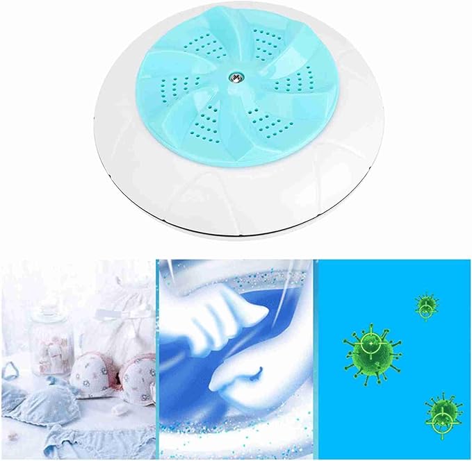 Mini Portable Household Washing Machine Ultrasound Turbo Washer Laundry for Travel (Green)