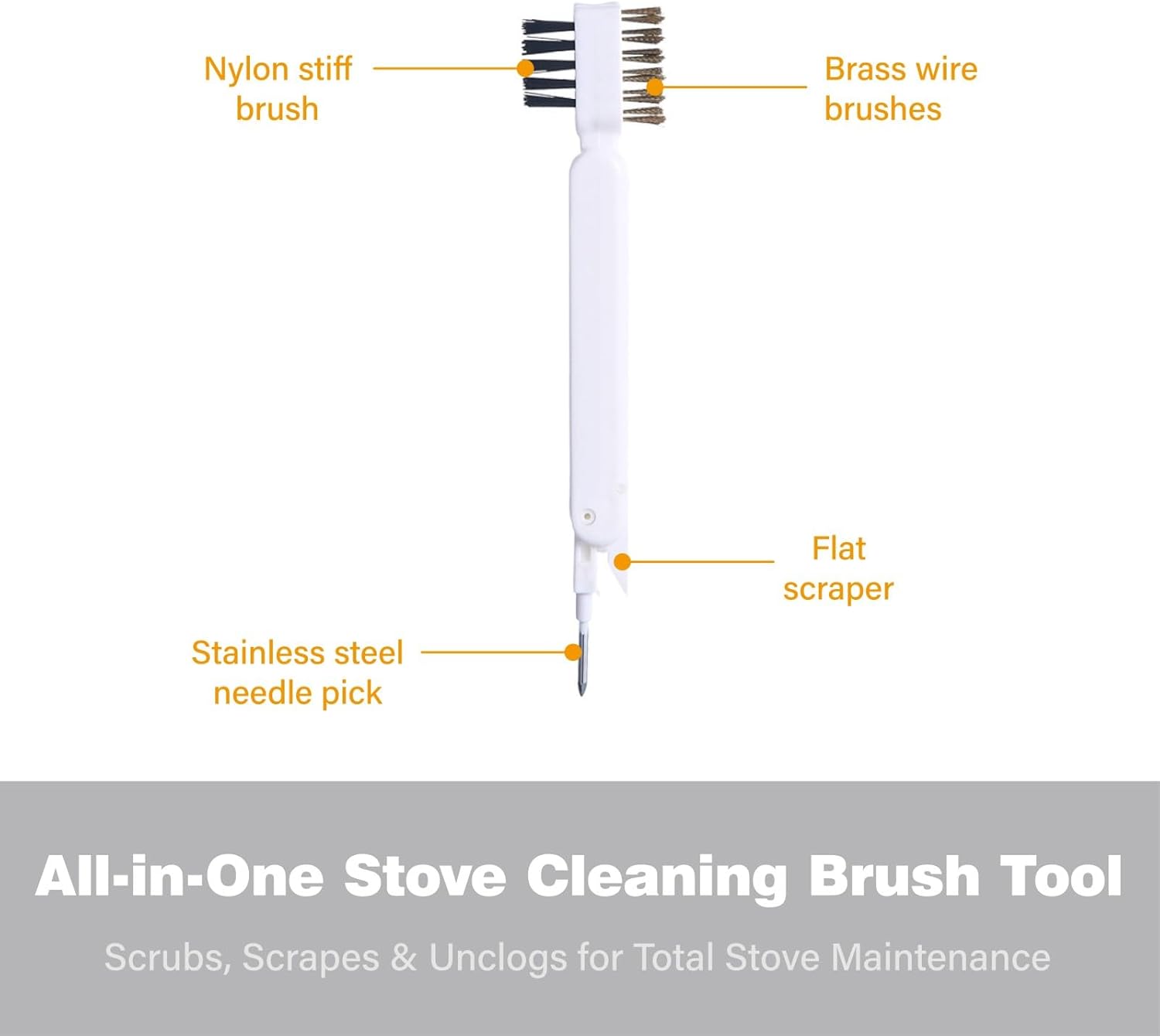 Gas Stove Cleaner Brush and Scraper for Cleaning Tool Kit Brass Brushes for Burners Range Top Oven Pan Small Plastic Scrappers for Dish Cooktop Non Scratch Counter Cutting Board Use