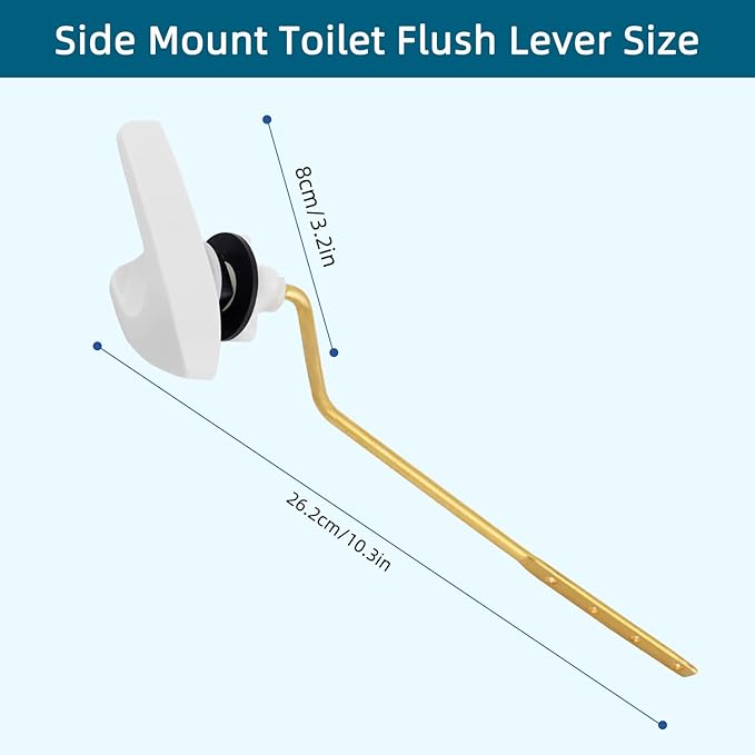 2Pack Universal Side Mount Toilet Handle Replacement Kit Compatible with Kohler K-GP30324-CP/Glacier Bay Toilet with Flapper Chains, Metal Toilet Flusher Lever, White