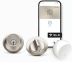 Level Lock+ WiFi Deadbolt Smart Lock - World's Smallest Smart Lock Plus Apple Home Key - Lock/Unlock Anywhere - Level App for iOS & Android - Works with Alexa, Apple & Google Home (Satin Nickel)