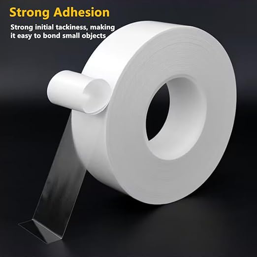 Super Thin Double Sided Tape 1inch x 82 feet Heavy Duty Clear Sticky Mounting Tape for DIY Crafts, Woodworking, Carpets, Posters, Photos, Scrapbook, Fashion Clothing, Heat Resistant, Residue Free