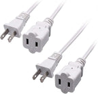 2-Pack Indoor Extension Cord 10FT,2 Prong Extension Cords White,US Male/Female Short Power Cable, UL Listed Perfect for Home Appliances, Office or Christmas Lights