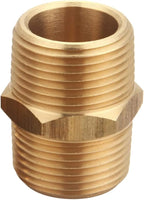 3/4 Inch NPT Brass Nipple Male Pipe Fitting Adapter, Hex Nipple, (3/4 inch x 3/4 inch NPT Male, 2 Piece), Straight Connector Pipe Fitting, Thread 1" OD to 1" OD