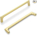 15 Pack 6.3 Inch(160mm) Hole Center Modern Brushed Gold Cabinet Pull Handle Timeless Vanity Drawer Pull Handle Classic Cabinet Hardware for Kitchen Dresser Bathroom, Screws Included, B-Gold(6.3x15)
