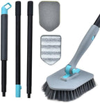 Long Handled Scrub Brush for Shower,3-in-1 Cleaning Brushes with 3 Different Function Cleaning Heads Brush for Shower Cleaning Bathroom Kitchen Walls Tub Tile (Grey)