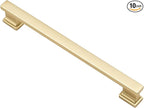 Alzassbg 10 Pack Matt Gold Cabinet Pulls, 7 Inch(177.8mm) Hole Centers Kitchen Cabinet Handles for Cabinets and Drawers AL3061MGP