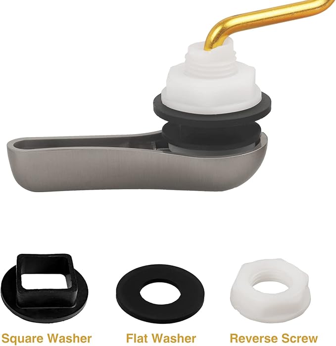 Toilet Handle Replacement Kit - Side Mount Toilet Trip Levers with Seal Gasket and Nut, Stainless Steel Flapper Chains, Universal Replacement (Brushed Nickel)