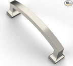 Asidrama 10 Pack 4 Inch(102mm) Hole Centers Kitchen Cabinet Handles, Brushed Satin Nickel Cabinet Pulls Kitchen Cabinet Hardware for Cupboard Drawer Pulls