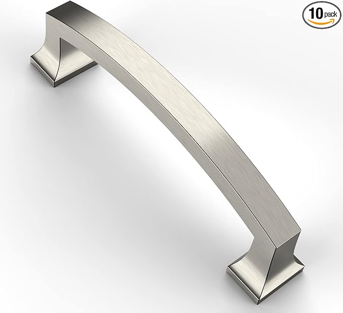 Asidrama 10 Pack 4 Inch(102mm) Hole Centers Kitchen Cabinet Handles, Brushed Satin Nickel Cabinet Pulls Kitchen Cabinet Hardware for Cupboard Drawer Pulls