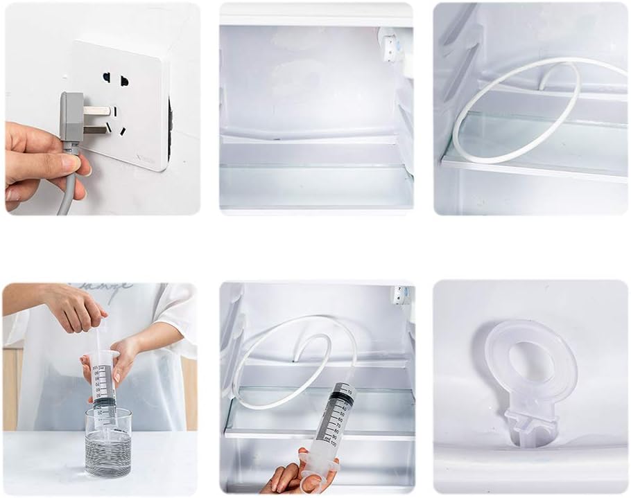 HEXJOZEI 6 Pcs Reusable Fridge Cleaning Tool - Refrigerator Drain Hole Clog Remover Kit, Clean Drain Outlet