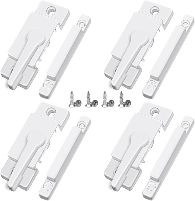 Metal Locks for Windows and Doors Window Sash Locks White ZUONAI 4 Pack Vinyl Window Sash Locks for Double Hung Window Latch Lock Replacement Security for Vertical and Horizontal Sliding Windows