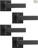 4 Pack Dummy Door Handles for Left Hand and Right Hand, Square Black Door Konbs for Closets, Non-Turning Single Side Pull