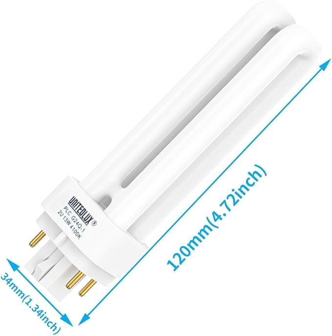 120V/60HZ/4100K PLC-13W 4 Pin G24q-1,Double Tube, ETL Listed Compact Fluorescent Light Bulb-Replaces Sylvania 20671 CF13DD/E/835-Philips 38327-3 PL-C 13W/4P/ALTO & GE 97596 F13DBX/ECO4P. Nice Gifts