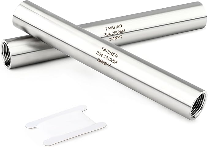 TAISHER 2PCS Stainless Steel Pipe Fittings, 3/4" NPT Female x 3/4" NPT Female Threaded, 10" Length Thickened Nipple Cast Pipe