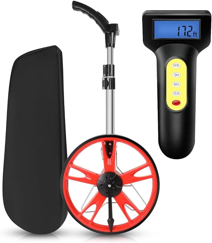 Auto Dynasty Measuring Wheel Digital Display, 3-Sections Foldable Telescoping LED Distance Measuring Digital Wheel with Backpack, High Precision Distance Measuring Wheel in Feet and Inches