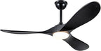 60 Inch Outdoor Ceiling Fans with Lights and Remote, 3 Blades Wood Black Propeller Rustic Ceiling Fans, Quiet Noiseless DC Motor for Farmhouse,Living Room,Bedroom,Indoor
