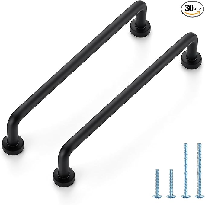 JOY DECOR Cabinet Pulls – 5 Inch Hole Center, Matte Black, 30 Pack, Zinc Alloy Cabinet Handles for Drawers & Cupboard – Vintage Style Hardware for Kitchen, Bathroom, Dresser, Furniture Makeover