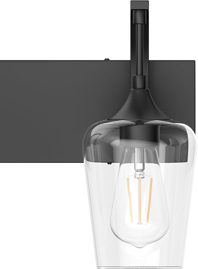 Ralbay Black Vanity Light 2 Lights Industrial Bathroom Light Fixtures Over Mirror with Clear Glass Black Bathroom Wall Mount Lighting Sconce