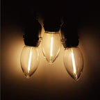 Meconard C9 Led Replacement Christmas Light Bulbs, C9 Shatterproof Plastic Led Bulbs for Christmas Outdoor String Lights, E17 Intermediate Base, Commercial Grade Holiday Bulbs, Warm White, 50 Pack