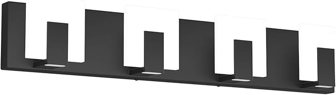 Aipsun 4 Lights Modern Black Vanity Light Up and Down Black Bathroom Lighting Fixtures LED Bathroom Wall Light Over Mirror 6000K