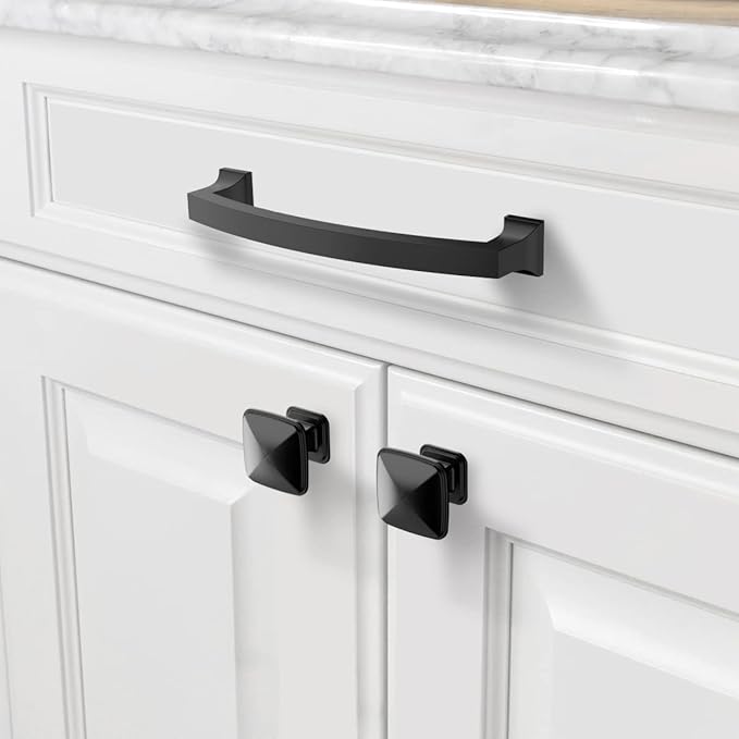 Asidrama 30 Pack 5 Inch(128mm) Hole Centers Kitchen Cabinet Handles, Matte Black Cabinet Pulls Kitchen Cabinet Hardware for Cupboard Drawer Pulls Dresser Handles