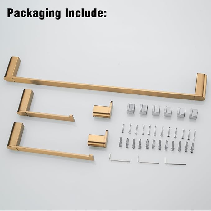 RANDOM Champagne Bronze Towel Bar Set 5 Piece Bathroom Hardware Set Include 9.8/23.6 Inch Towel Holder Toilet Paper Holder and 2 Towel Hooks Stainless Steel Bathroom Accessories Kit Wall Mount