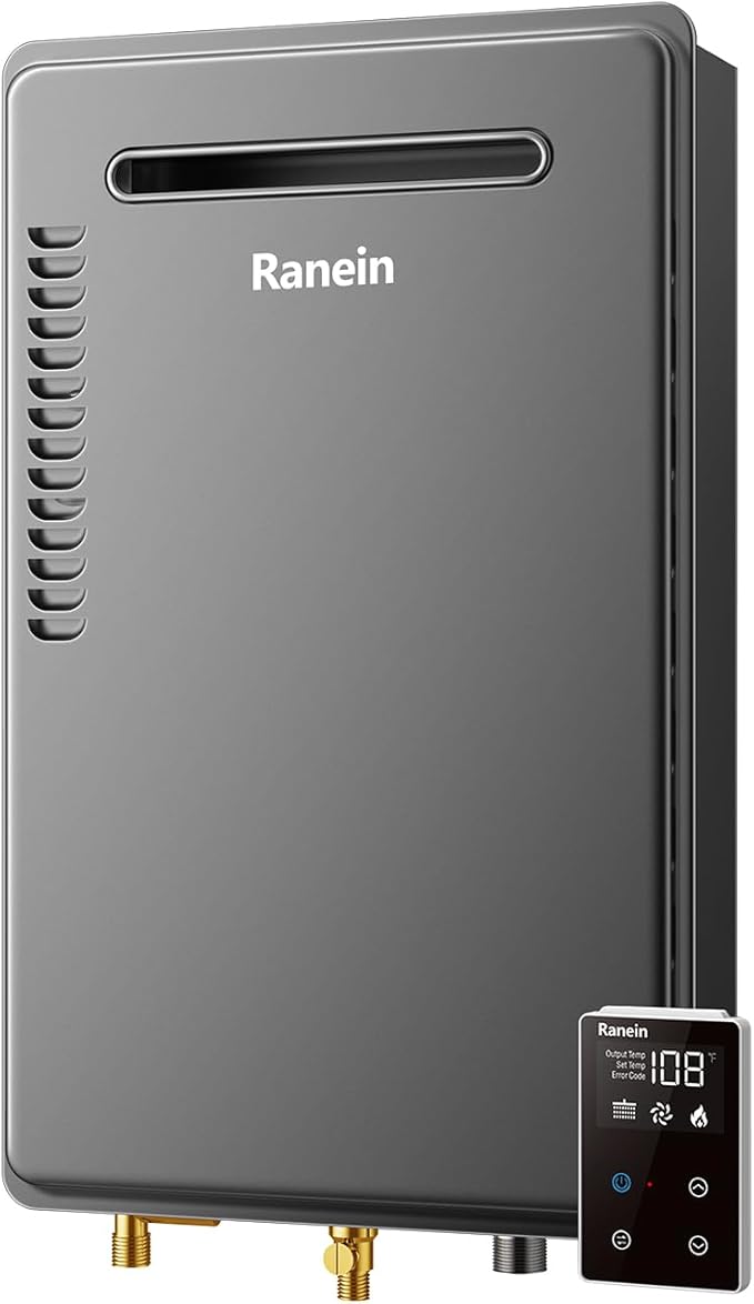 Ranein Natural Gas Tankless Water Heater, Outdoor Max 5.3 GPM, 130,000 BTU Instant Hot Water Heater