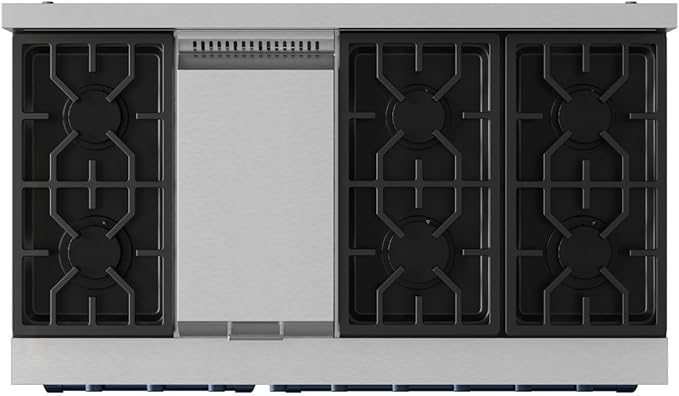 Gordon Ramsay by THOR Kitchen 48 Inch Professional Liquid Propane Range with Tilt Panel Touch Control in Stainless Steel/Navy Blue