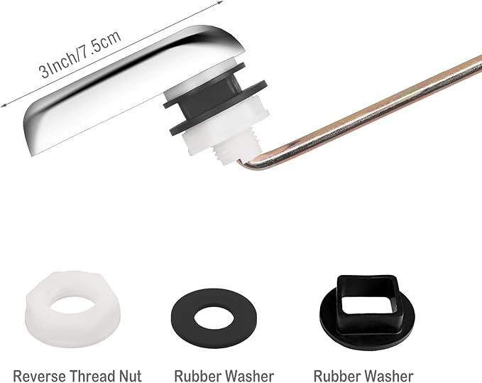 Toilet Handle Replacement Kit, Toilet Flush Handle with Stainless Steel Flapper Chains, Universal Toilet Lever for Most Front Mount Toilets, Chrome Finish Toilet Flush Lever