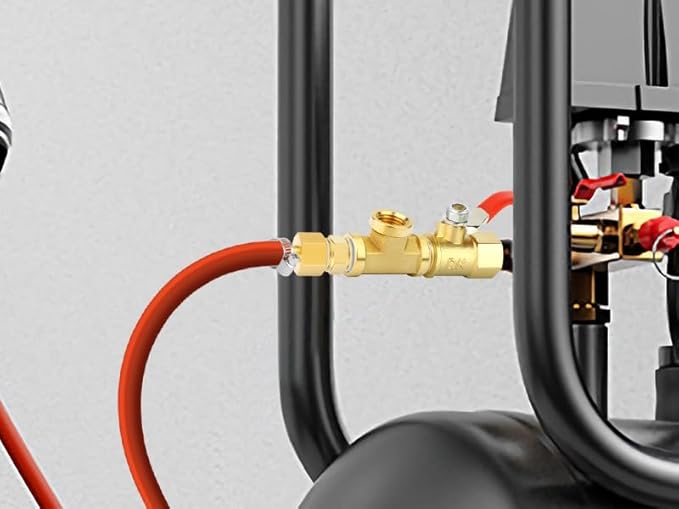 GASHER 4PCS Brass Tee Pipe Fittings, 1/4" NPT Female x 1/4" NPT Female x 1/4" NPT Male Pipe Fittings, Male Run Tee