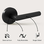 Mega Handles Ronn Dummy Door Handles - 6 Pack Heavy Duty Black Door Handle, Non-Turning Door Handle for Hallway, Closet & French Doors, Single Side, Fits All Standard Doors - Matte Black