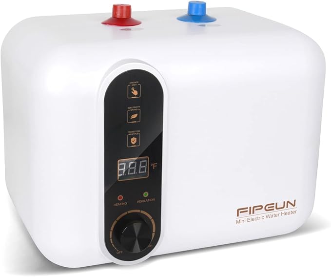 Electric Hot Water Heater 110/120V Small Compact Tank,Rv Tr 2.5-3.0 Gallon Trailer 1440-1500W Kitchen Instant Under Sink Counter Cupboard, Food Truck 2 PCs 16” Long 1/2”FIP Stainless Steel Hose 11L