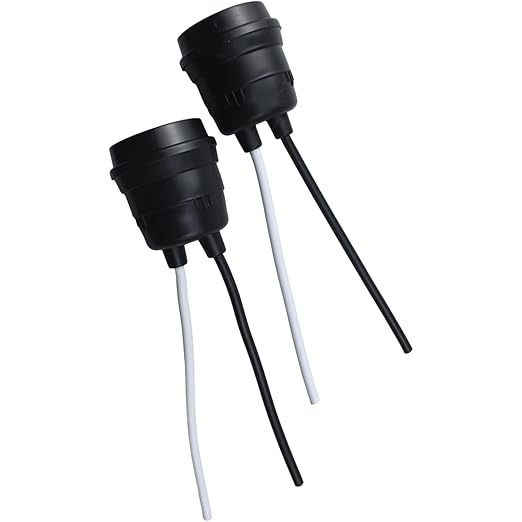 FDXGYH 6pcs Light Bulb Base E27 Waterproof Pigtail Lamp Holder Socket with Cord(Black)