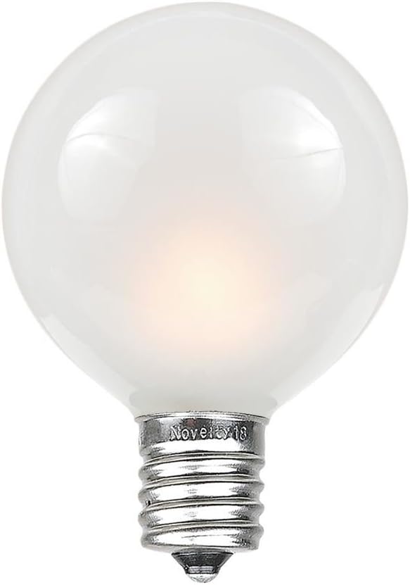 Novelty Lights 25 Pack G40 Frosted White Outdoor Globe Bulbs, Light Bulbs Glass Incandescent Bulbs with 3000 Hour Lifespan, Globe String Lights Replacement Bulbs