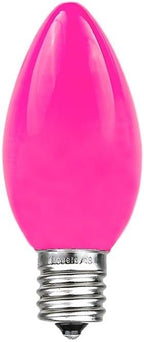 Novelty Lights Ceramic Christmas Replacement Bulbs - Outdoor Individual Bulbs for Events, Holiday Parties, Patios, and More - C7/E12 Candelabra Base, 5 Watt Lights (Pink, 25 Pack)