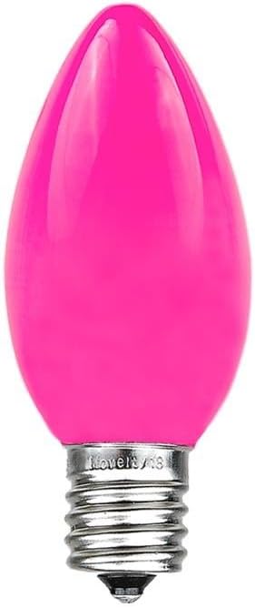 Novelty Lights 500 Case C7 Outdoor Ceramic Christmas Replacement Bulbs, Pink, C7/E12 Candelabra Base, 5 Watt