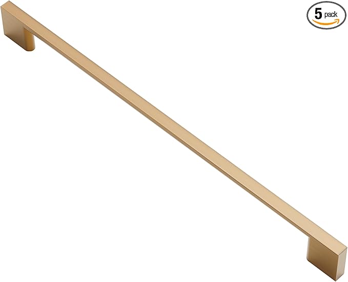 Alzassbg 5 Pack Champagne Bronze Cabinet Pulls, 10 Inch(256mm) Hole Centers Rectangle Cabinet Handles Kitchen Pulls for Drawers and Cabinets AL3051TGP