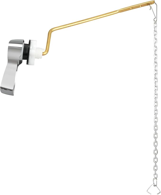 jamini Universal Side Mount Toilet Handle Kit - Durable Brass Lever with Chrome Finish, Adjustable Arm & Stainless Steel Flapper Chain for Most Toilets