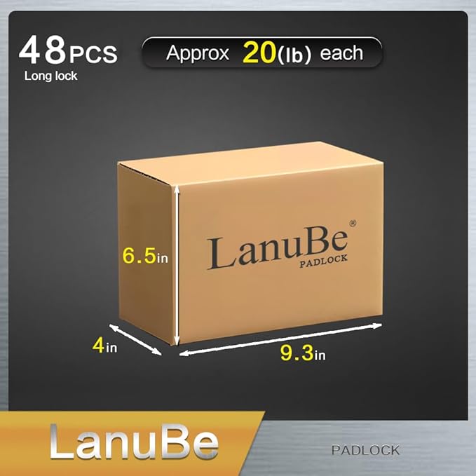LanuBe Laminated Padlock 1-9/16inch (40mm) Long Shackle 48 Pack Keyed Alike, Blue Plastic Hoop, Bulk Locks for Warehouse, School